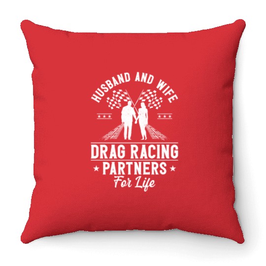 Drag Racing Race Car Husband Wife Throw Pillows