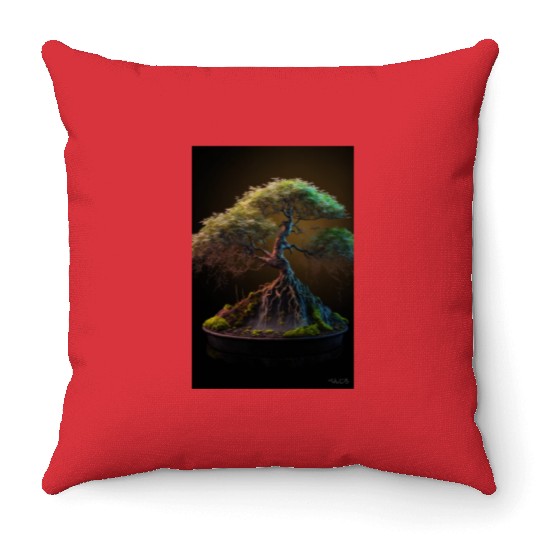 Cannabonsai - Bonsai Tree, Cannabis Plant, Throw Pillows