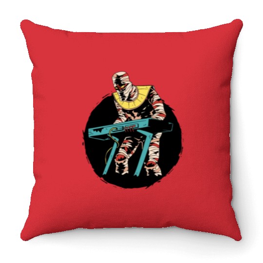 Mummy playing keyboards Mummy playing keyboards in Throw Pillows