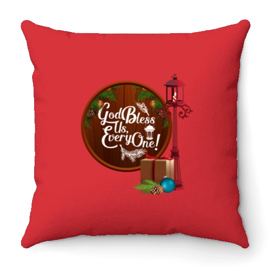 A Christmas Carol Charles Dickens God Bless Us Eve Throw Pillows