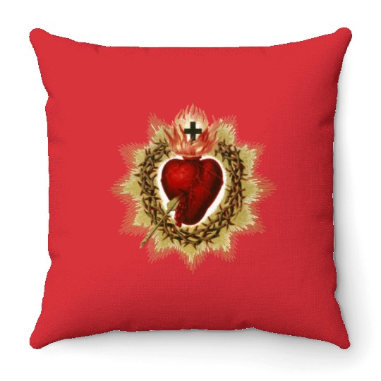 Sacred Heart of Jesus Christ Catholic Blessing Art Throw Pillows