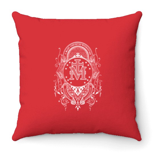Sacred Heart of Jesus and Immaculate Heart of Mary Throw Pillows