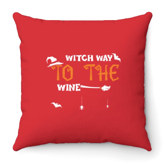 Witch way To The Wine - Halloween Throw Pillows
