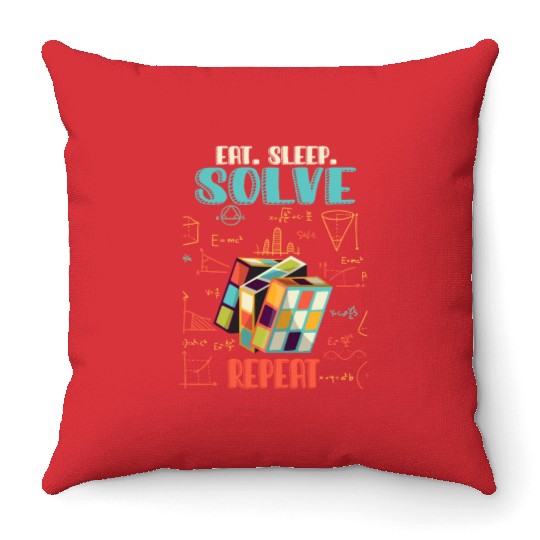 Eat Sleep Solve Repeat Math Speed Cubing Genie Throw Pillows