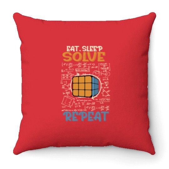 Eat Sleep Solve Repeat Math Speed Cubing Genie Throw Pillows