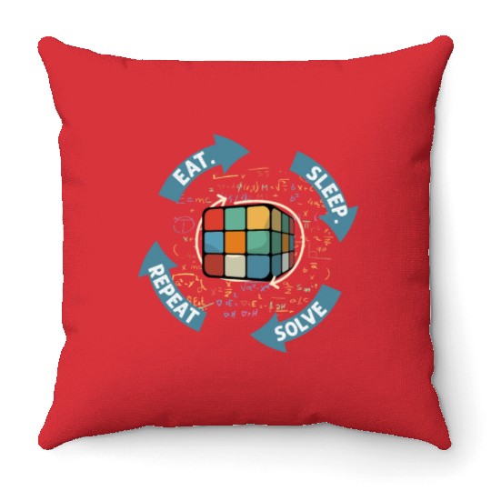 Eat Sleep Solve Repeat Math Speed Cubing Genie Throw Pillows