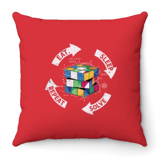 Eat Sleep Solve Repeat Math Speed Cubing Genie Throw Pillows