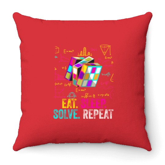 Eat Sleep Solve Repeat Math Speed Cubing Genie Throw Pillows
