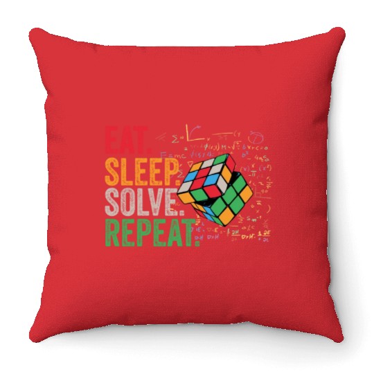 Eat Sleep Solve Repeat Math Speed Cubing Genie Throw Pillows