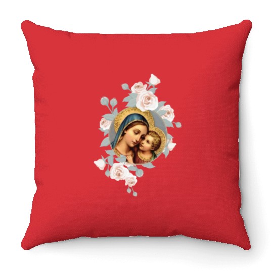 Our Lady of Good Remedy Blessed Mother Mary Art Ca Throw Pillows