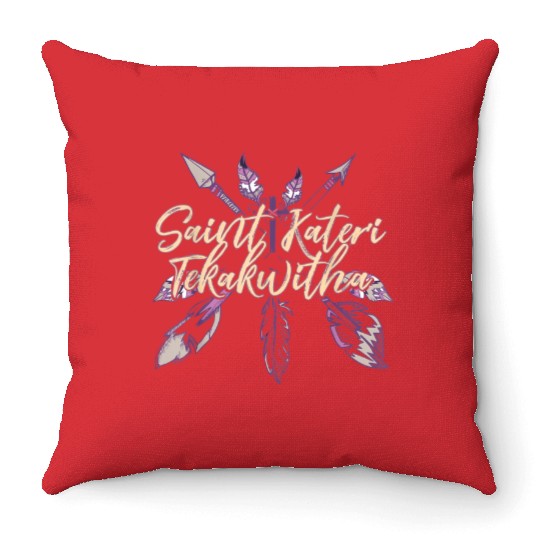 St Kateri Tekakwitha Saint Catholic Lily of the Mo Throw Pillows