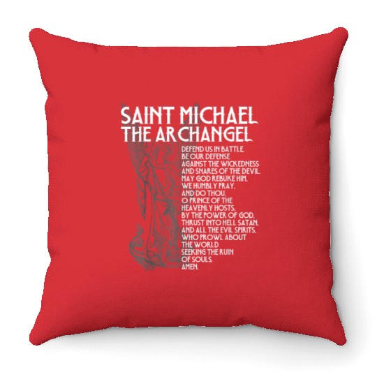 Saint Michael the Archangel Prayer Catholic Tradit Throw Pillows