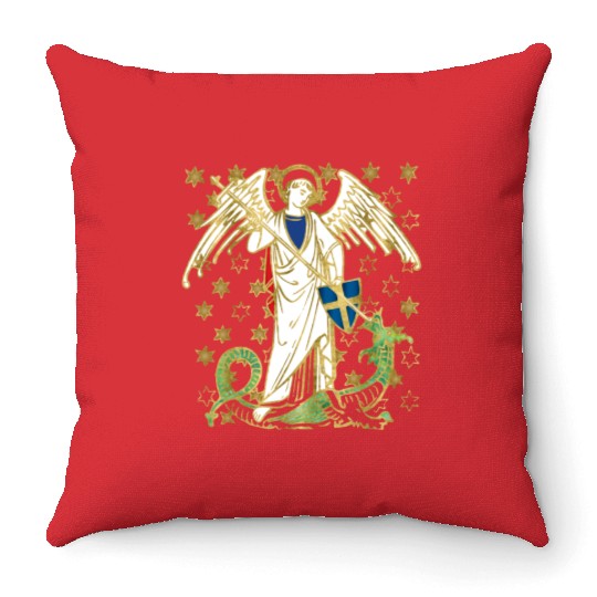 St. Michael the Archangel Icon Dragon Catholic Ang Throw Pillows