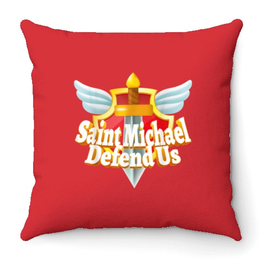 St. Michael the Archangel Icon Dragon Catholic Ang Throw Pillows