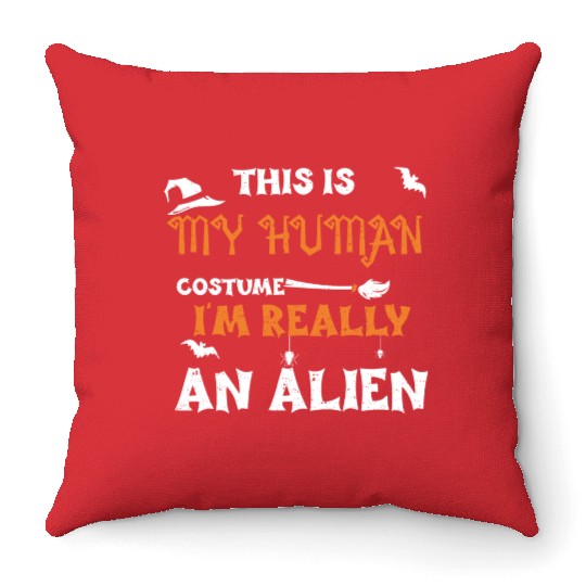 This Is My Human Costume I'm Rea... Throw Pillows