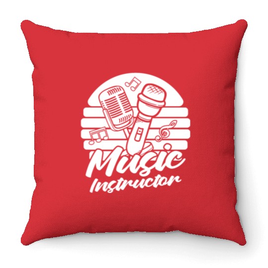 Music Teacher Microphone Throw Pillows