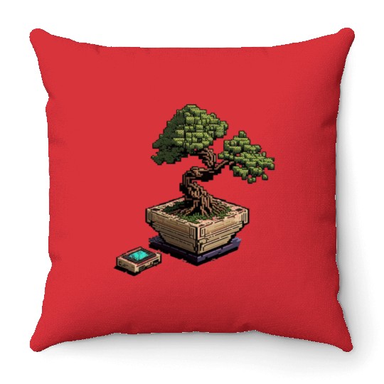 8 Bit Bonsai Tree Throw Pillows