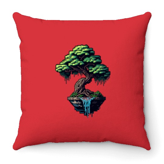 8 Bit Bonsai Tree Throw Pillows