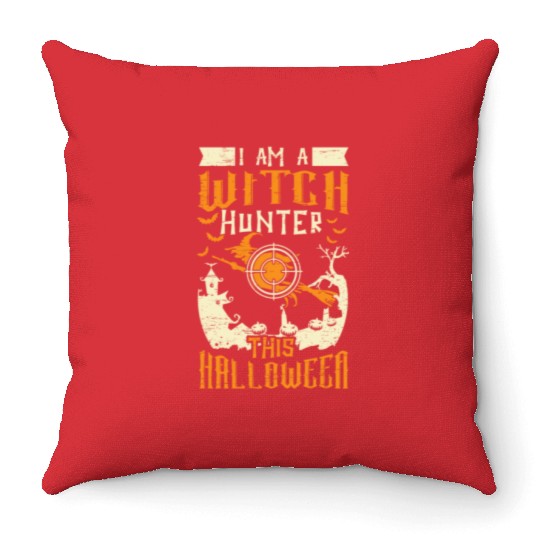 Witch Hunter Scary Witches Spooky Witch Halloween Throw Pillows