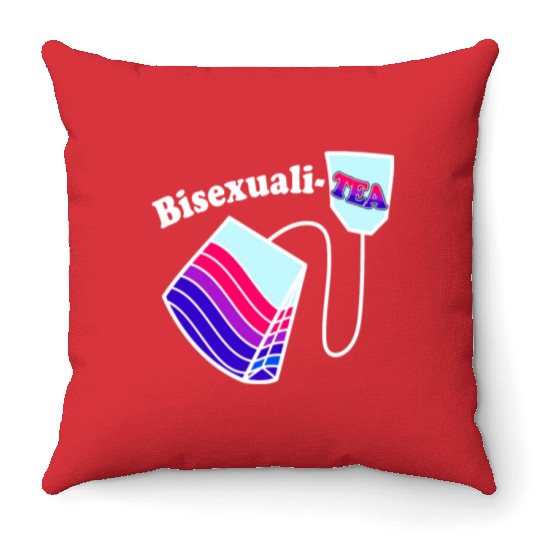 Bisexualitea Funny Bisexual Tea Bag Bi Pride Color Throw Pillows