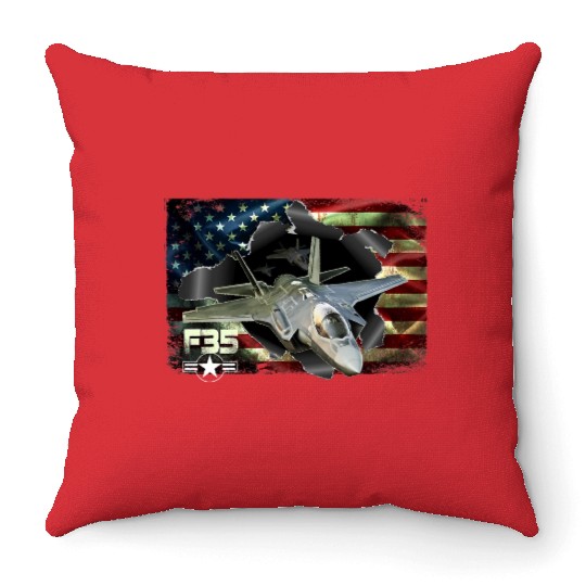 F 35 Lightning Air Force Military Veteran Pride US Throw Pillows
