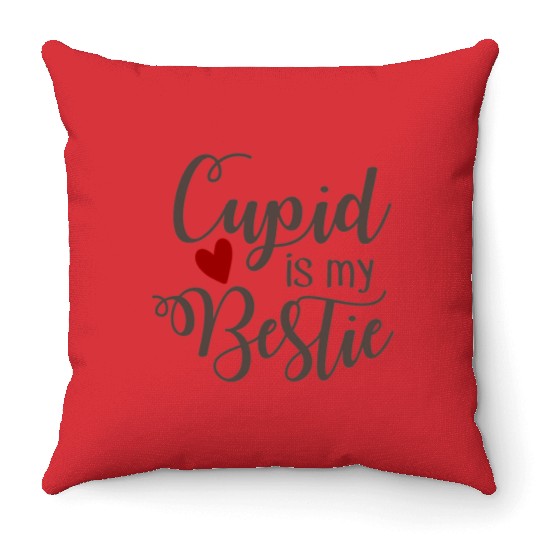 Best Valentines Day Cupid is My Bestie404 Throw Pillows