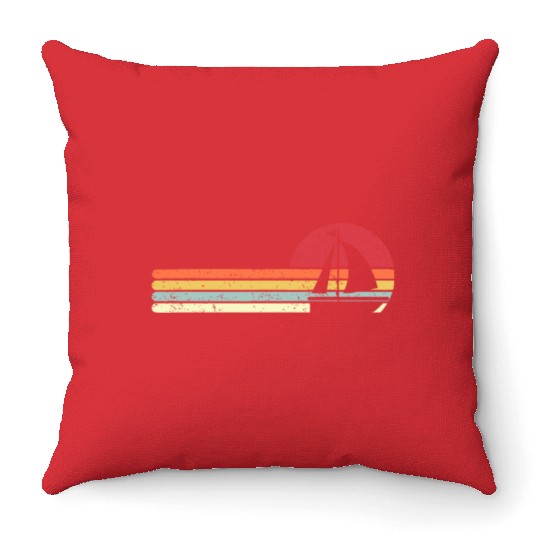 Sailing, Retro Style Sail Boat Throw Pillows