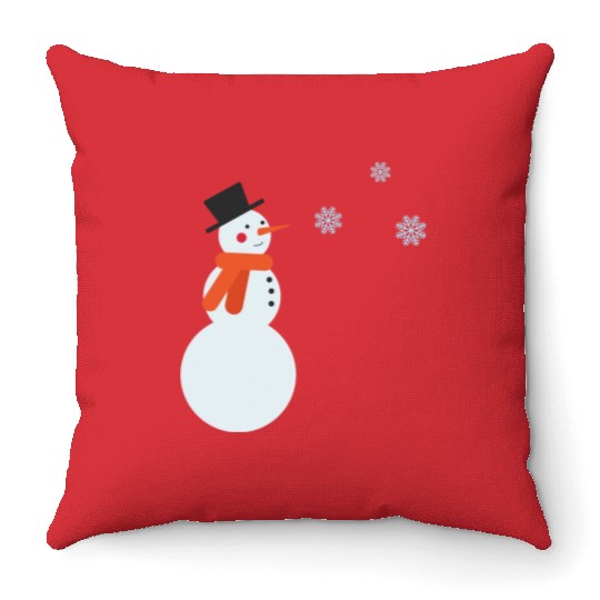Snowman and snowflakes Throw Pillows