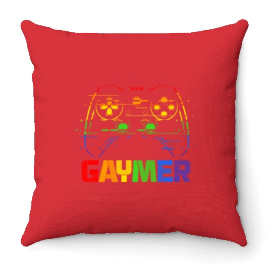 Gaymer LGBT Rainbow Flag Throw Pillows