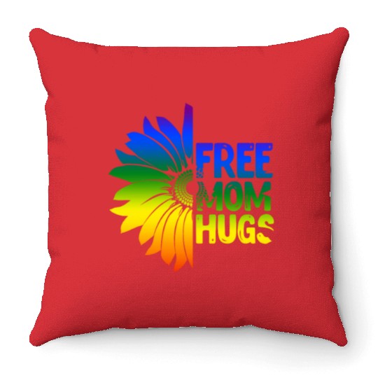 Free Mom Hugs, LGBT Sunflower Throw Pillows