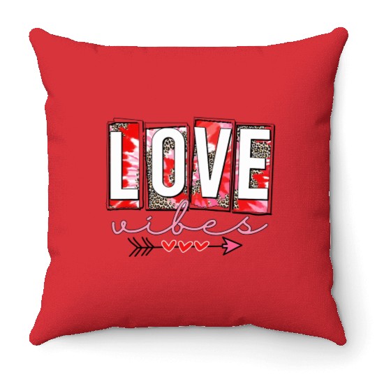 Leopard print cheetah Love Vibes Throw Pillows Cupids Arrow