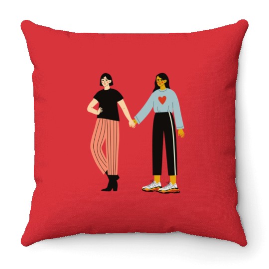 lesbian lgbtq pride valentine day 2023 valentines Throw Pillows
