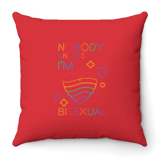 Nobody Knows I'm Bisexual LGBT Rainbow Pride Color Throw Pillows