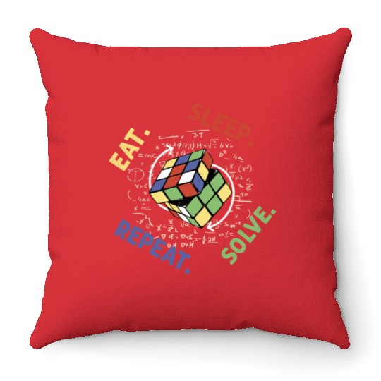 Eat Sleep Solve Repeat Math Speed Cubing Genie Throw Pillows