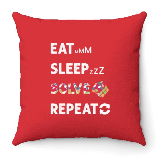 Eat Sleep Solve Repeat Math Speed Cubing Genie Throw Pillows