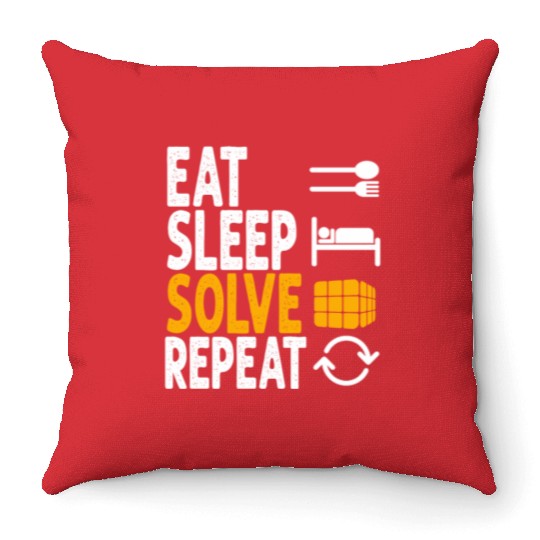 Eat Sleep Solve Repeat Math Speed Cubing Genie Throw Pillows