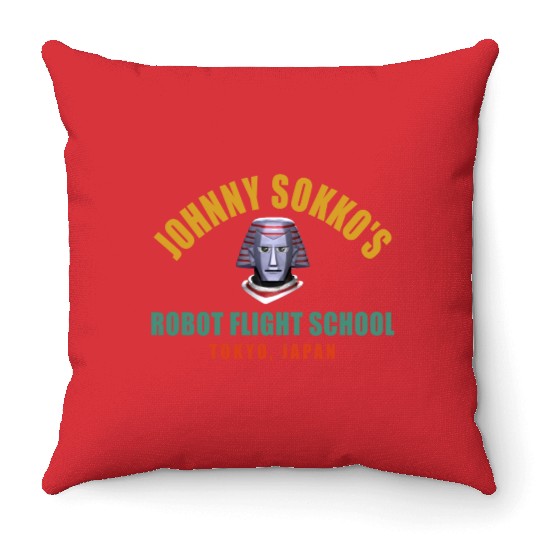 Johnny Sokko's Robot Flight School Tokyo, Japan Throw Pillows