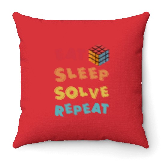 Eat Sleep Solve Repeat Math Speed Cubing Genie Throw Pillows