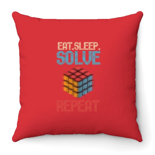 Eat Sleep Solve Repeat Math Speed Cubing Genie Throw Pillows