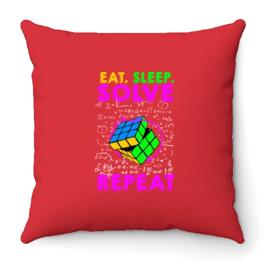 Eat Sleep Solve Repeat Math Speed Cubing Genie Throw Pillows