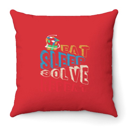 Eat Sleep Solve Repeat Math Speed Cubing Genie Throw Pillows