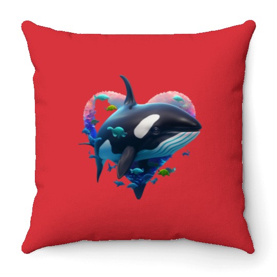 Orca Is My Valentine Throw Pillows