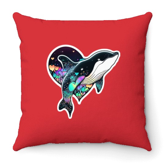 Orca Is My Valentine, Love Hearts Orca Valentines Throw Pillows