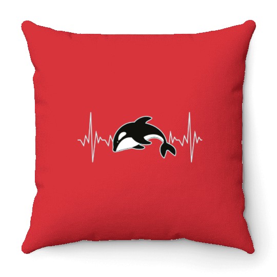 Orca Whale Heartbeat Throw Pillows