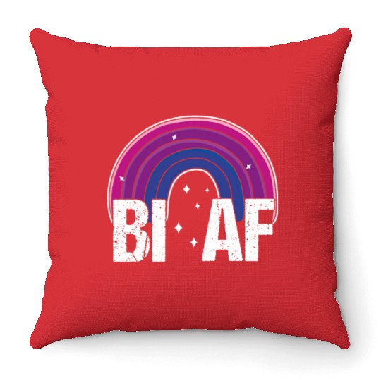 Bi AF Bisexual Pride Flag Rainbow Throw Pillows