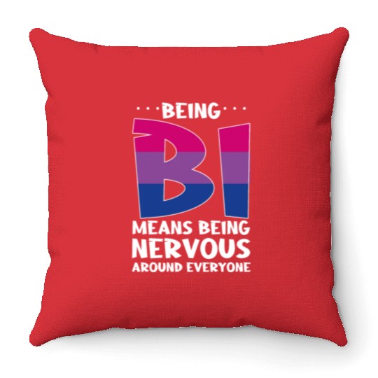 Being Bi Bisexual Pride Kawaii Cat Throw Pillows