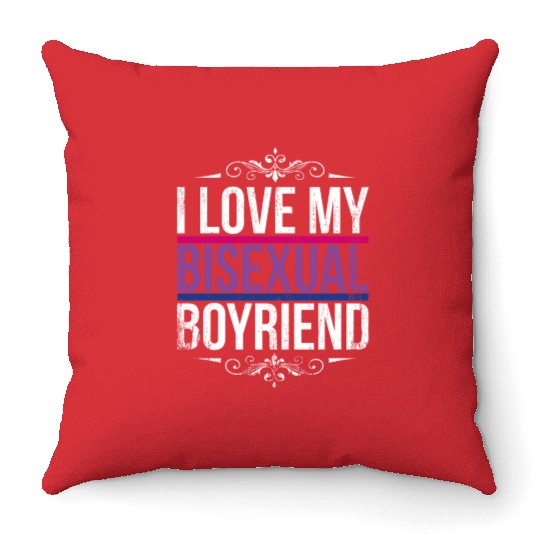 I Love My Bisexual Boyfriend Bi Pride Throw Pillows