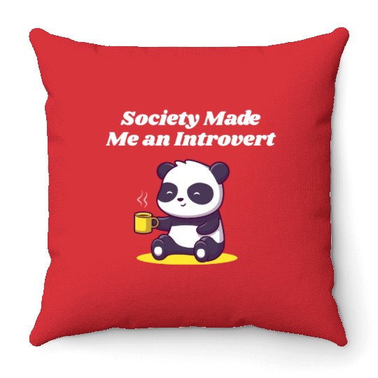 Handcrafted by Society Introvert Sayings Antisocia Throw Pillows