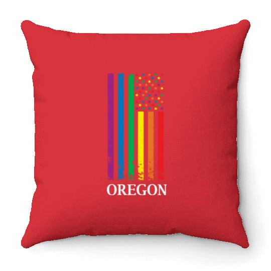 Oregon Pride Month Pride Flag LGBT Community LGBTQ Throw Pillows