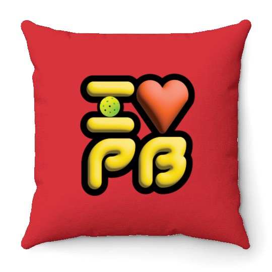 I Love Pickleball PB1 Throw Pillows